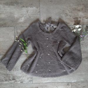 Lauren Conrad Knitted Gray-Lavender Sweater
